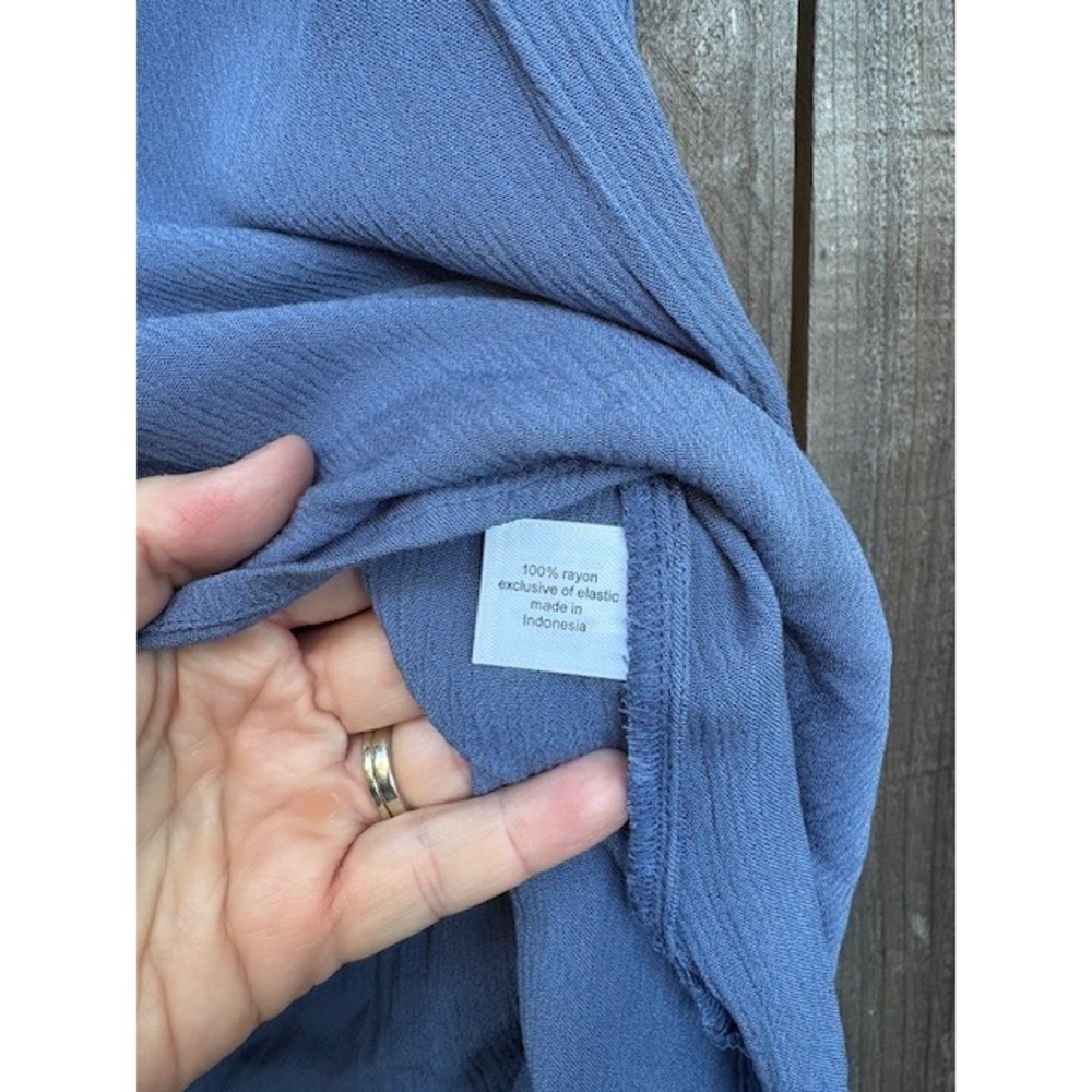 Lane Bryant Blue Flutter Sleeve Top Ruffle Neckline Blouse Size 10/12 - Picture 4 of 5